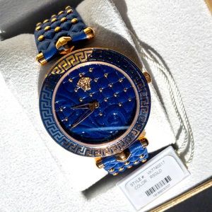 Versace Vanitas Blue Dial Ladies Leather Watch